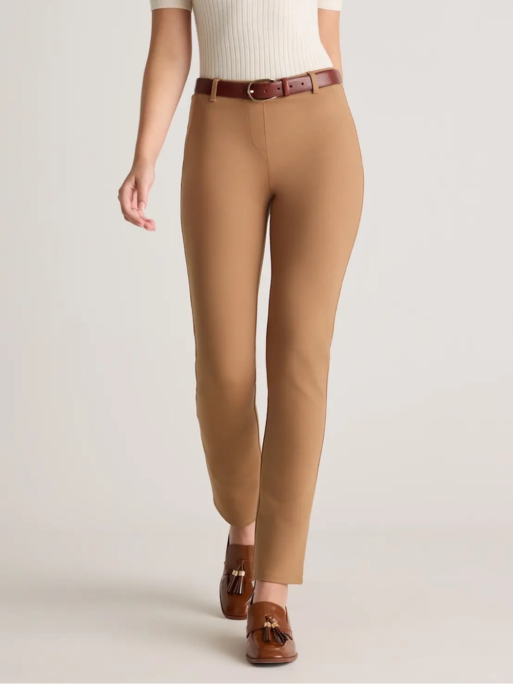 Quince Ultra-Stretch Ponte Straight Leg Pants - Roasted Pecan